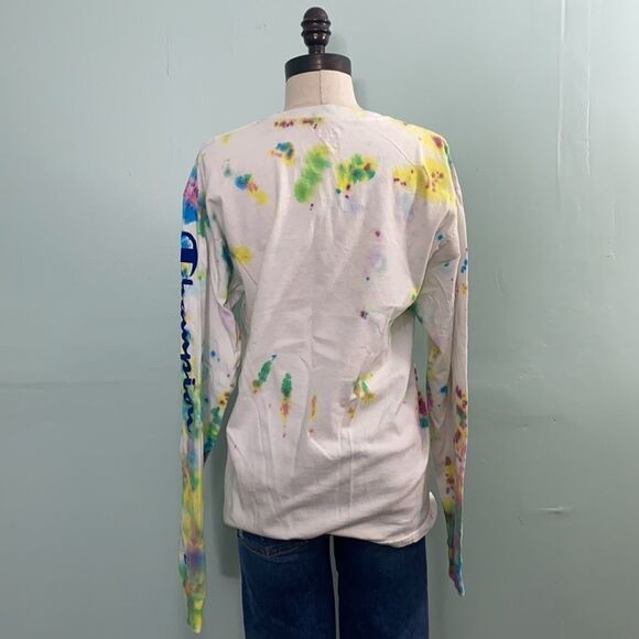 Hand Made Tie Dye Champion Long Sleeve Tee - Picture 5 of 6